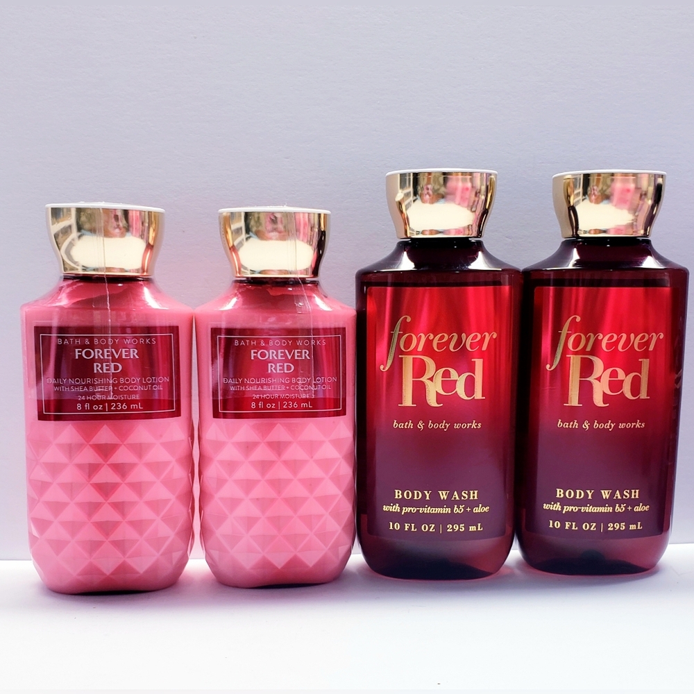 Bath & Body Works FOREVER RED Body Lotion and  Body wash (4 pieces)